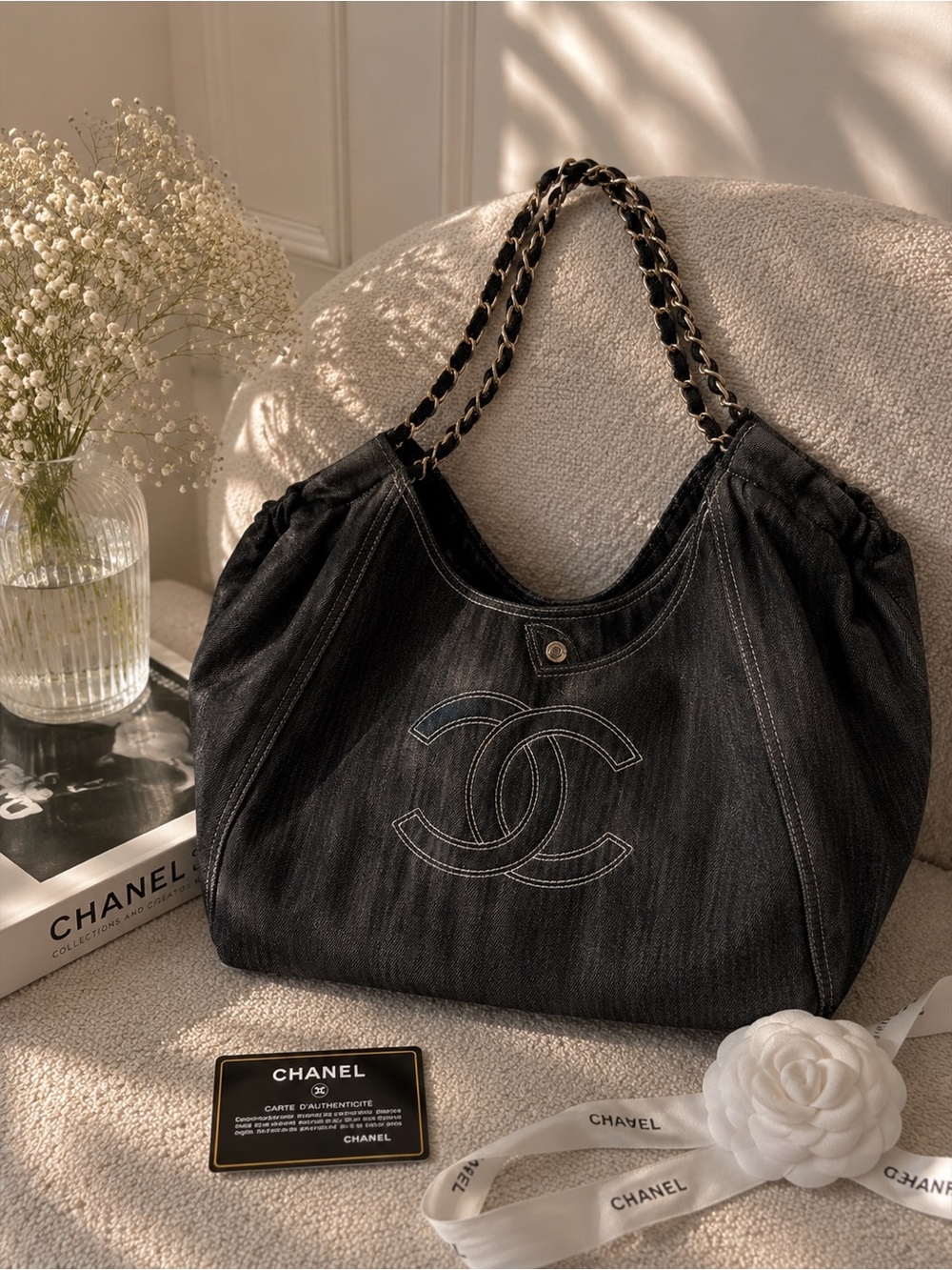 CC GWP Denim Chain Handle Tote Bag